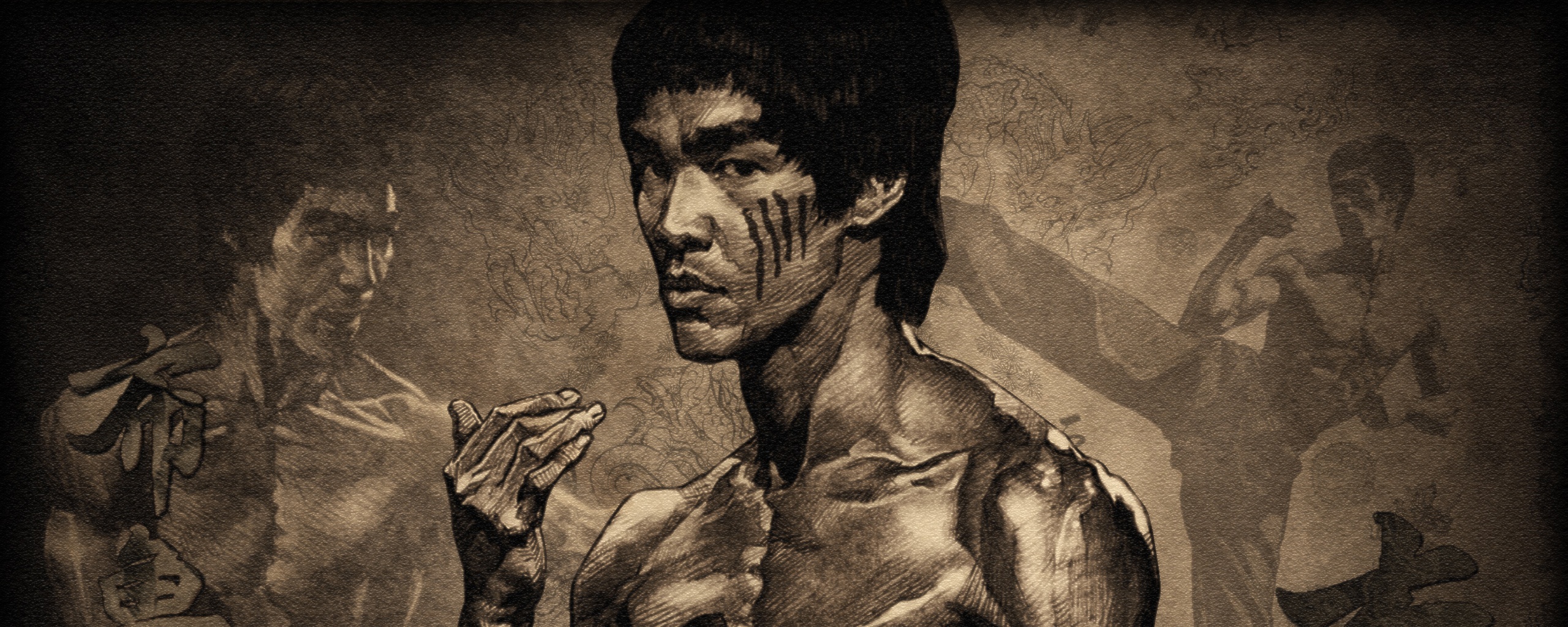 Портрет Брюса Ли обои