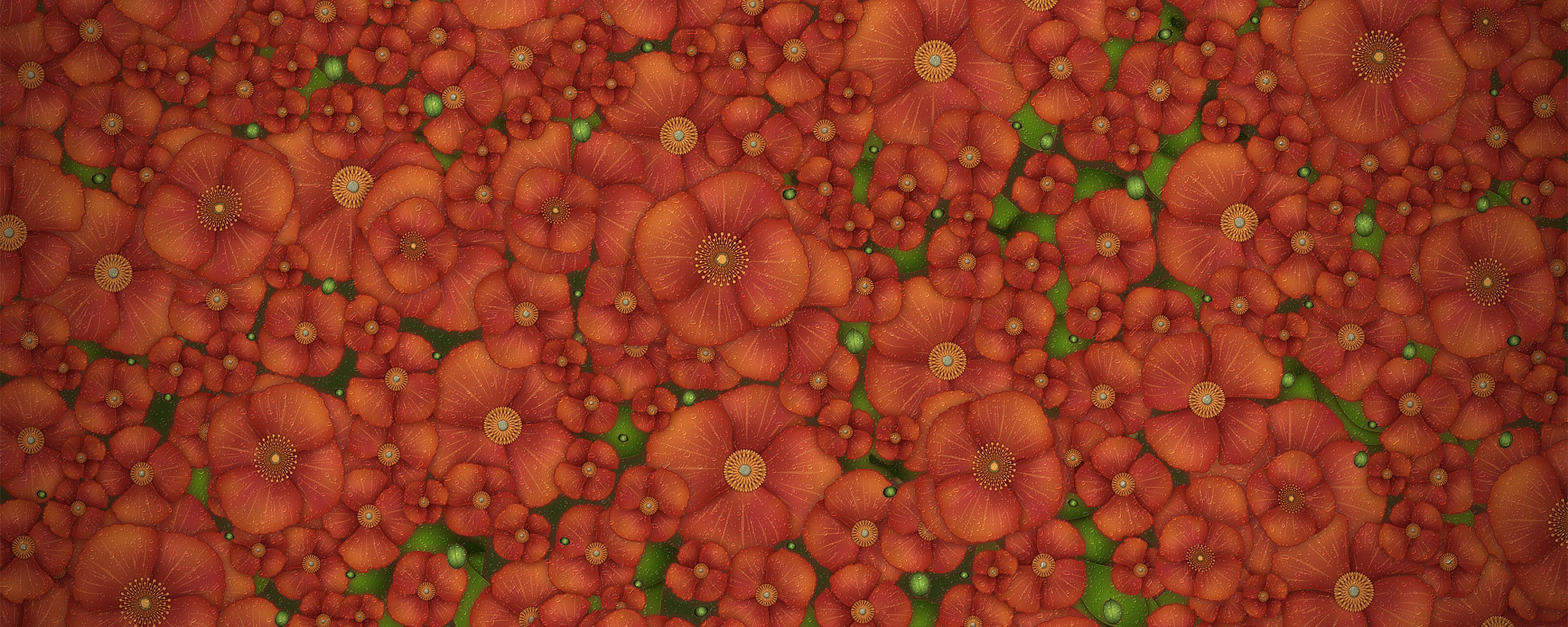 Рисунко с красными цветами обои