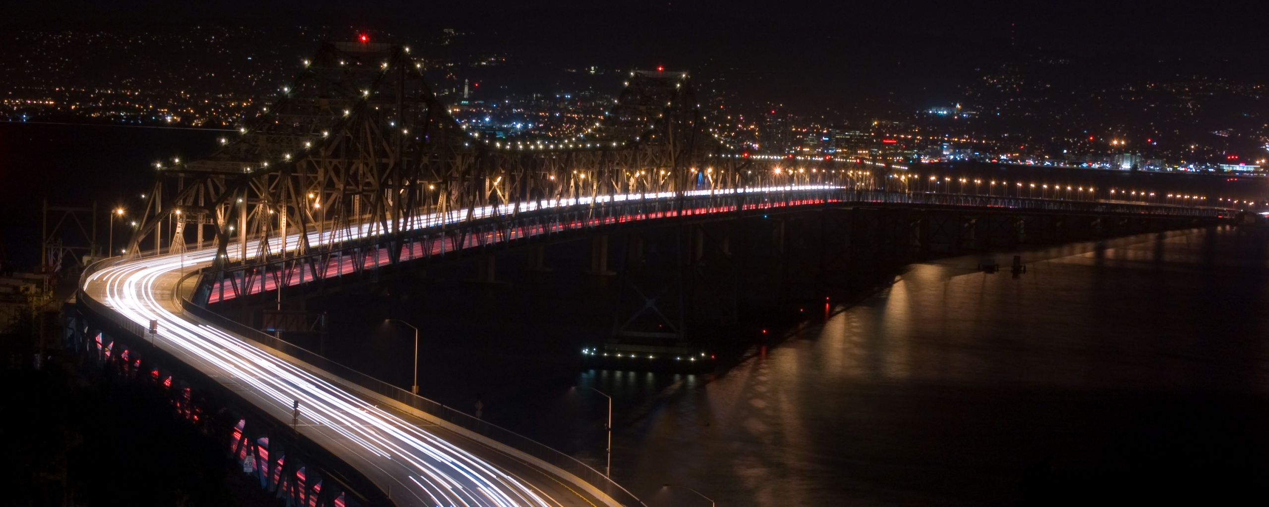 Вид на мост ночью обои