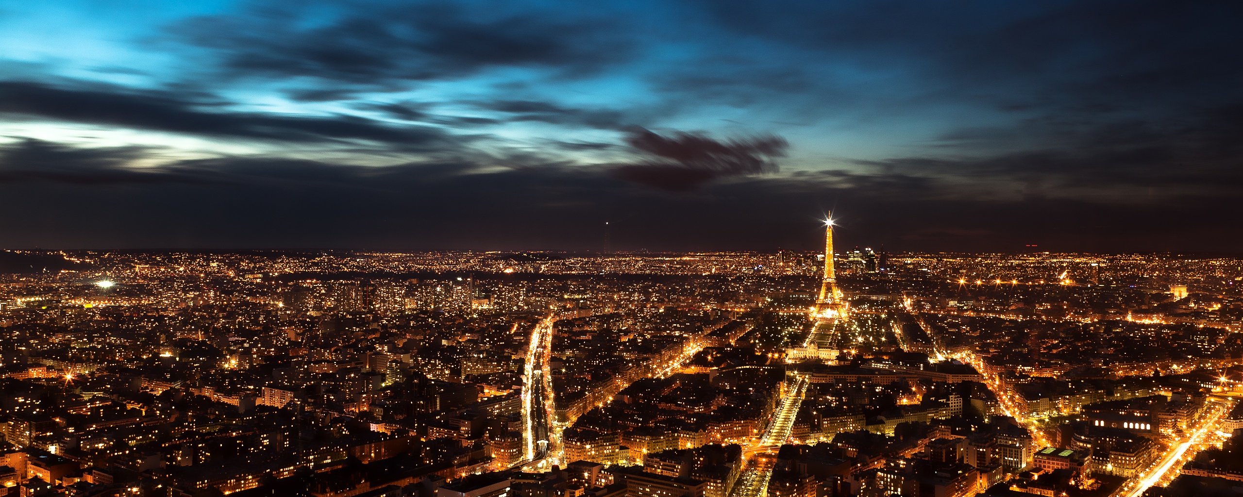 Вид на ночной Париж обои