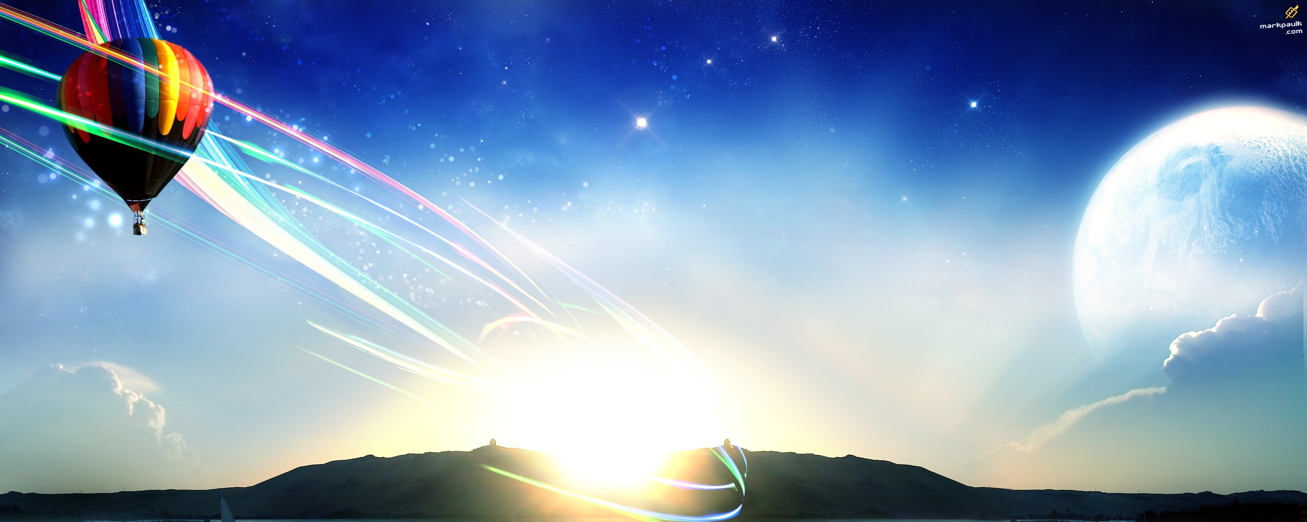 Радужный воздушный шар обои