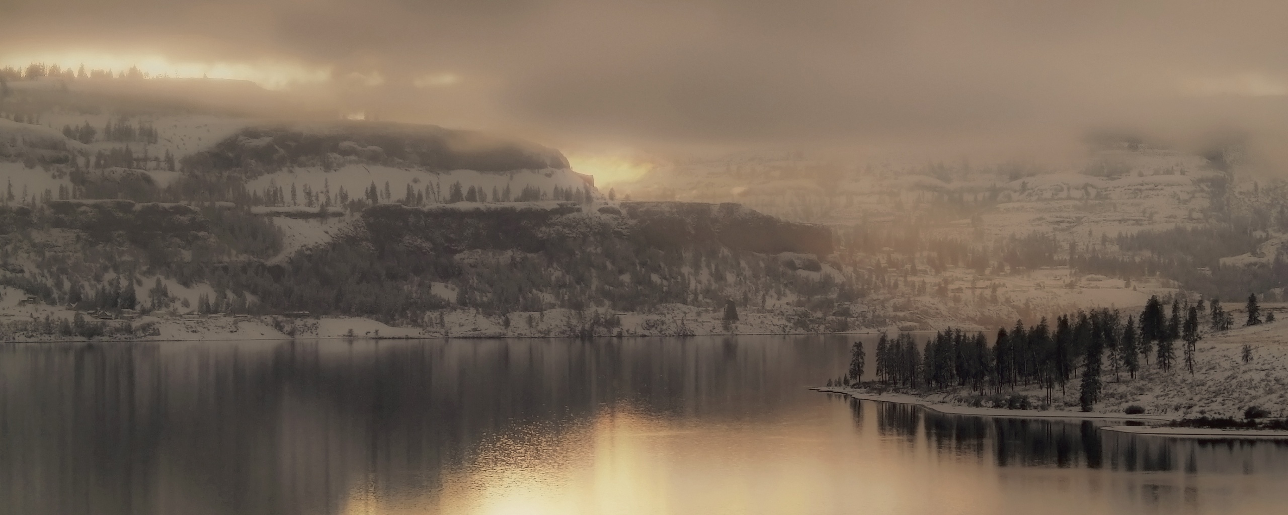 Озеро зимой обои