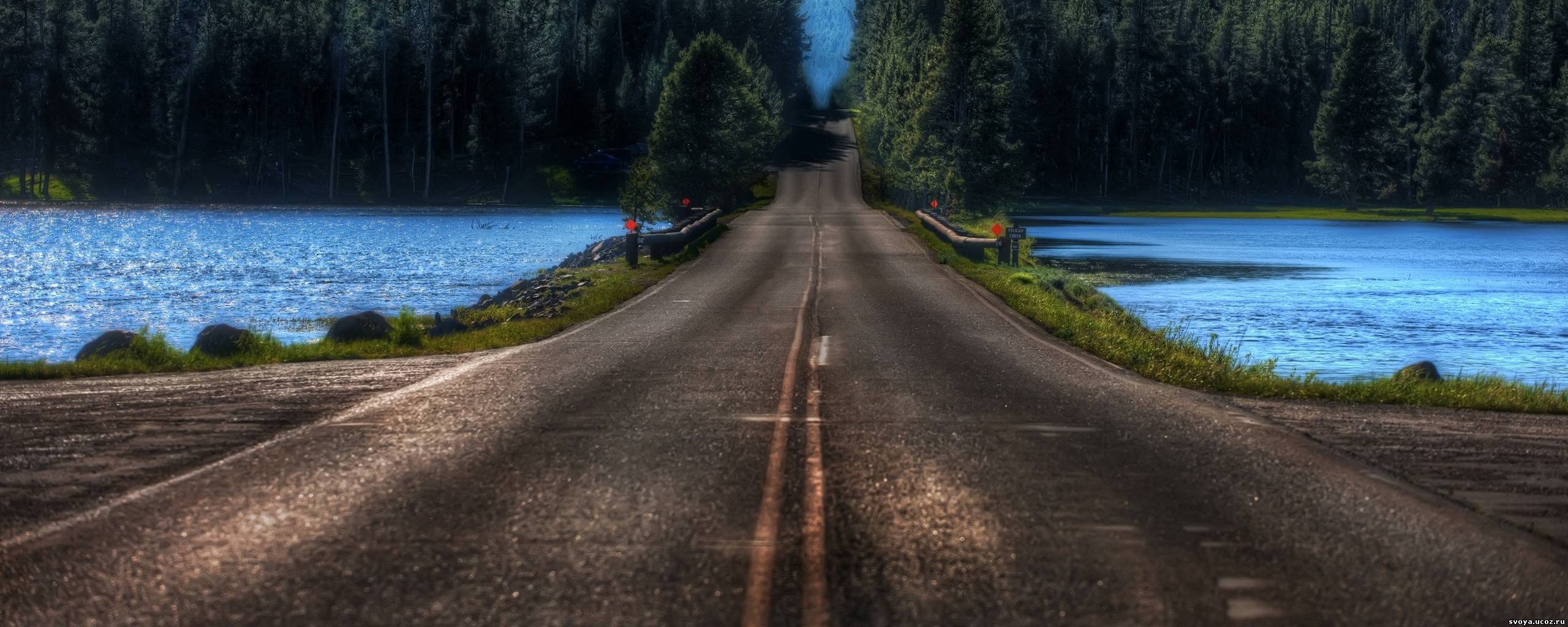 Дорога через озеро обои