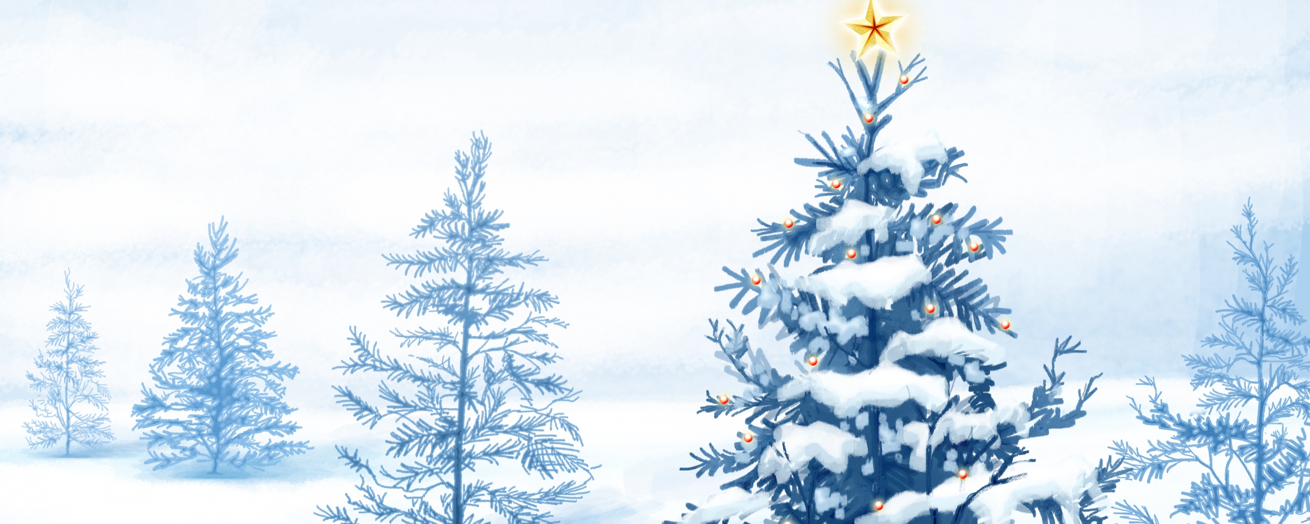 Украшенная ёлочка в лесу обои