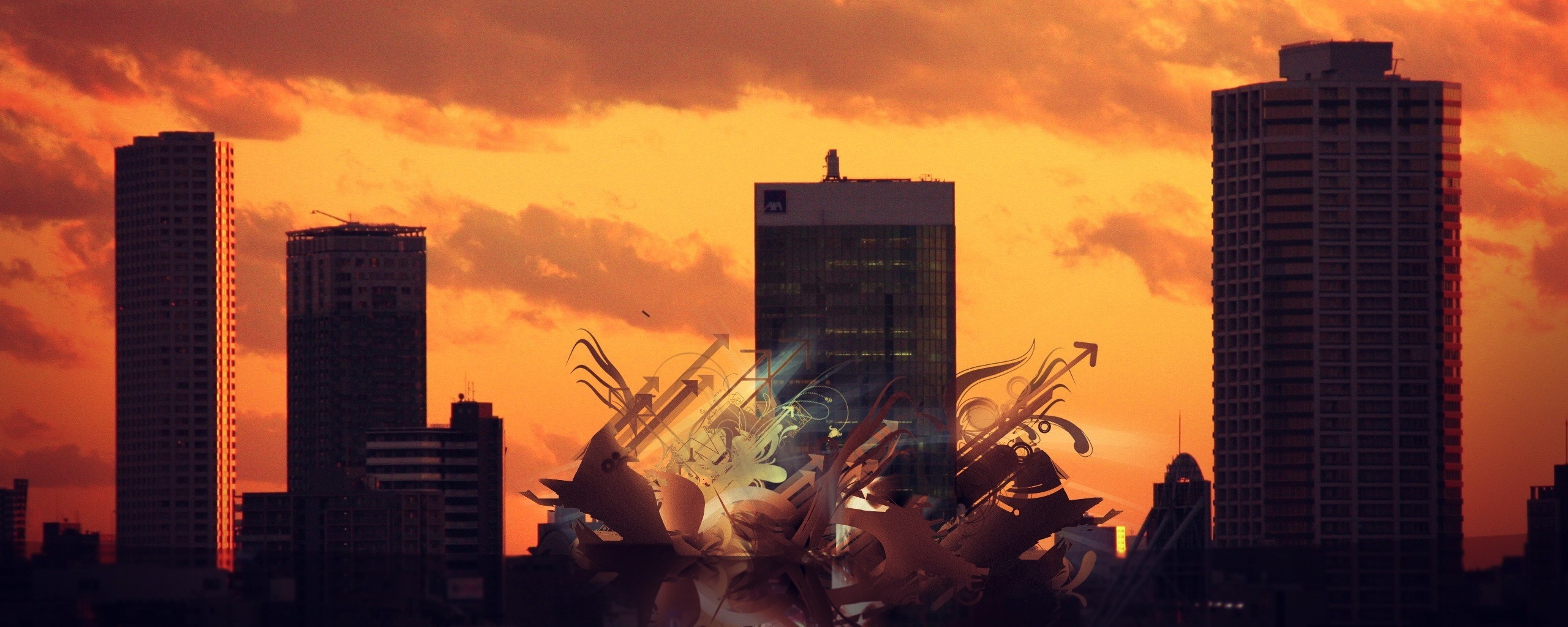 3D абстракция прямо в городе обои