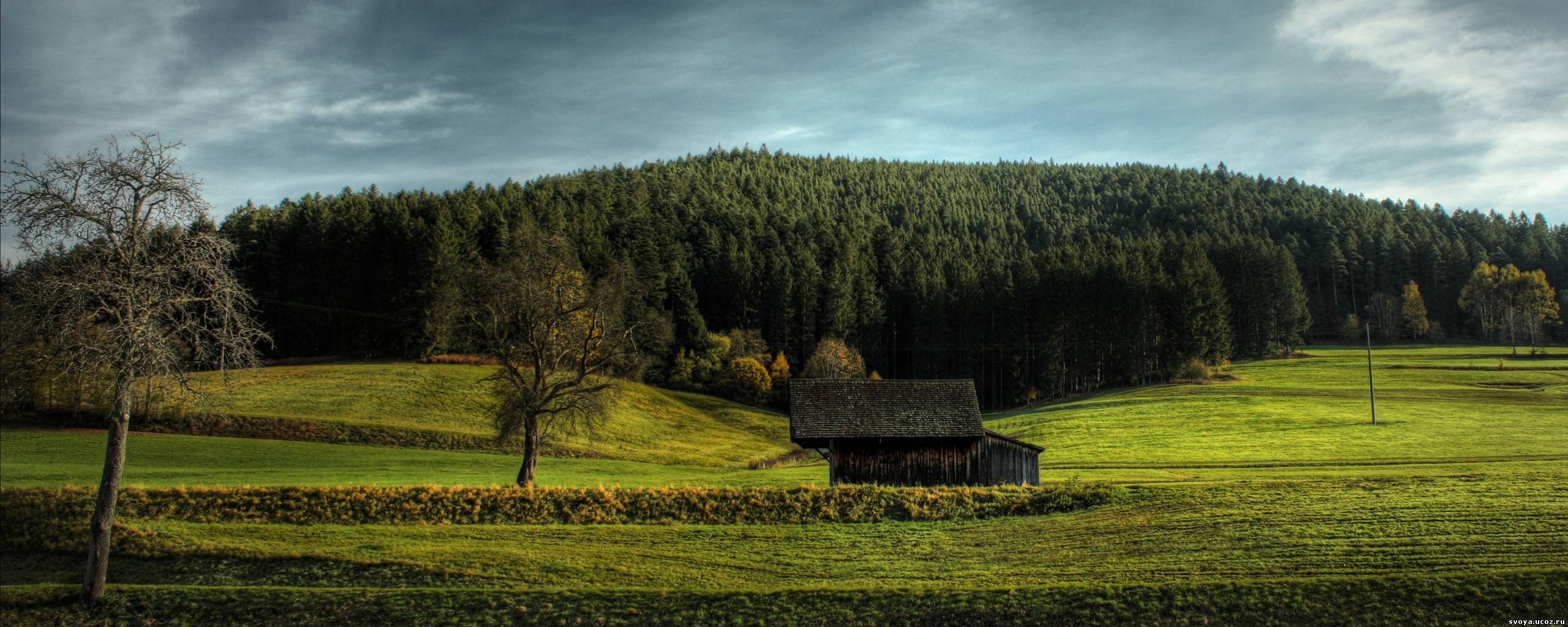 Домик в поле обои