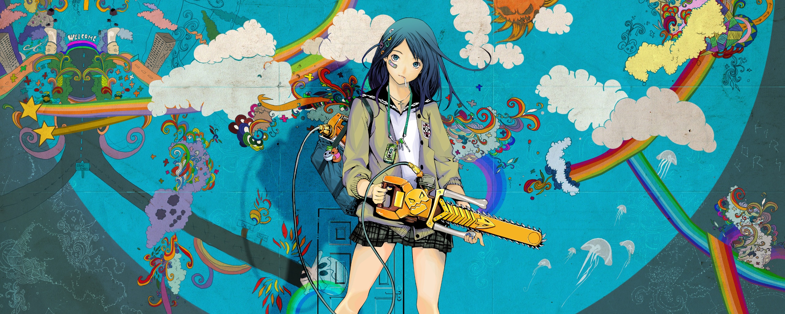 Девушка с бензопилой обои