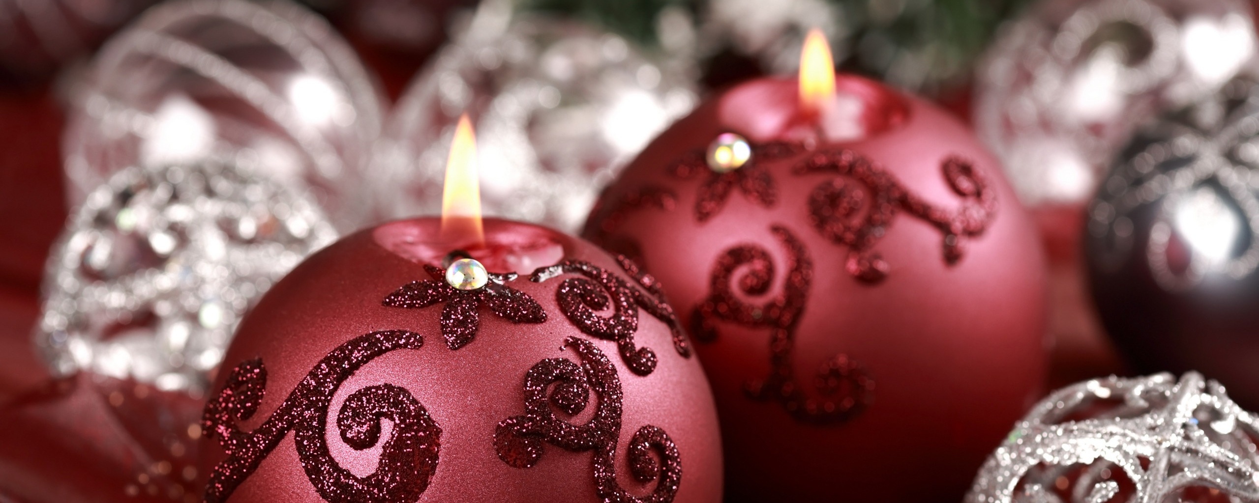 Новогодние свечки обои