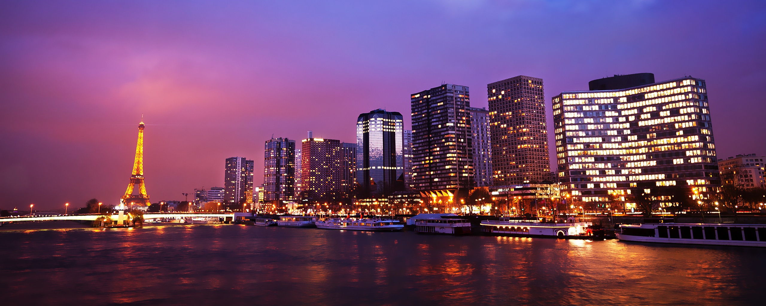 Вид на ночной Париж обои