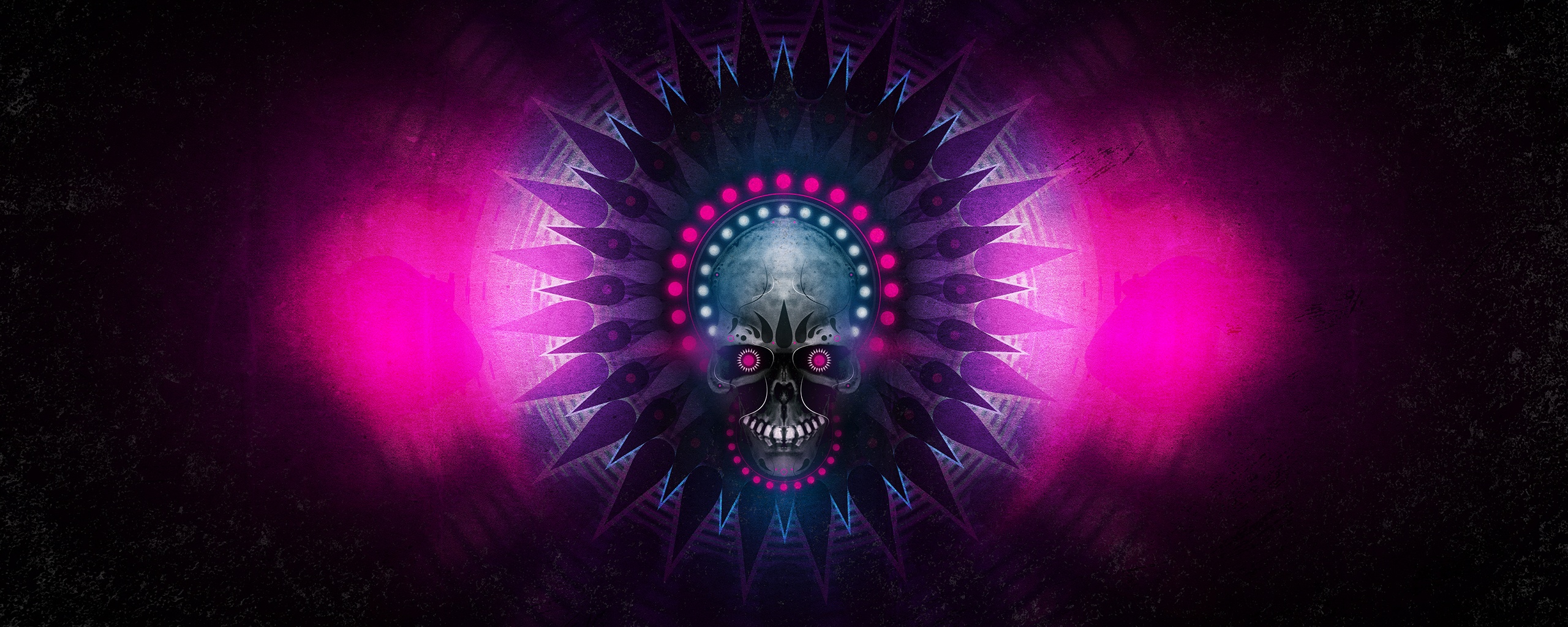 Неоновый череп обои