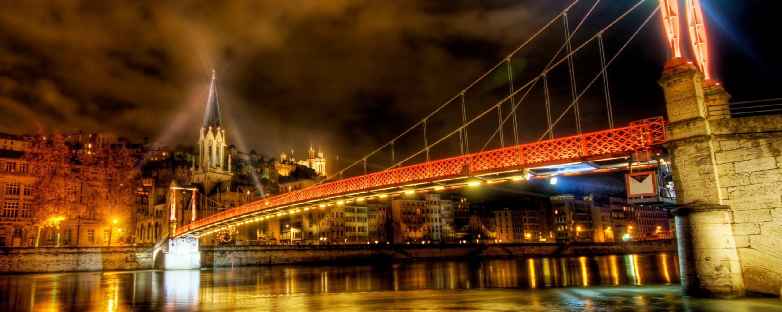 Ночная подсветка моста обои