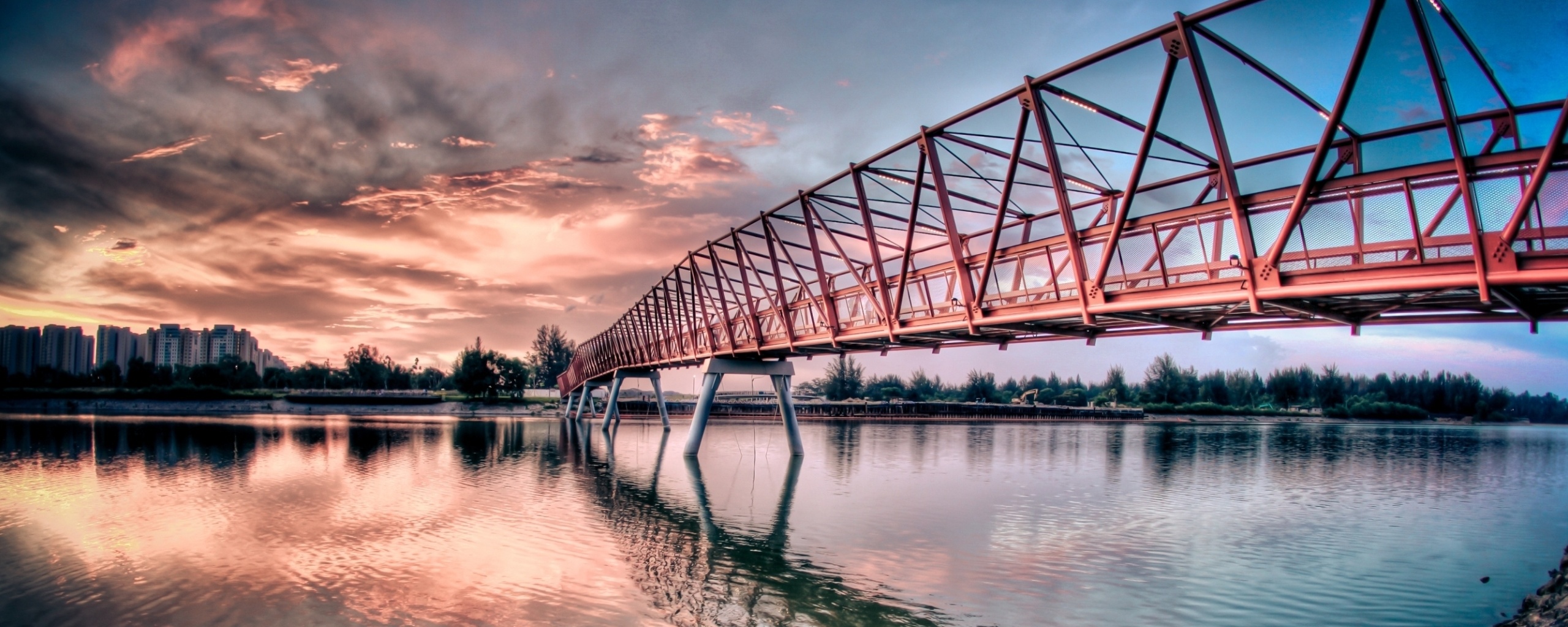 Мост через реку обои