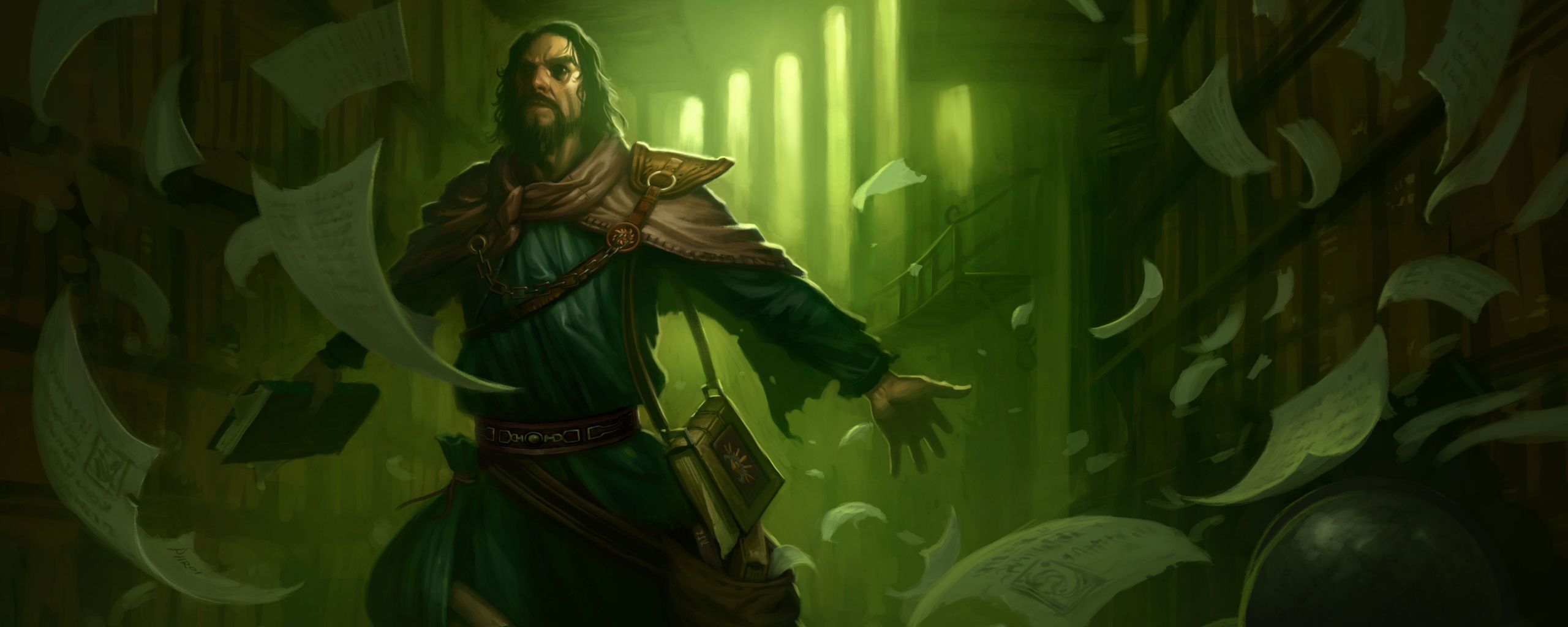 Маг в библиотеке обои