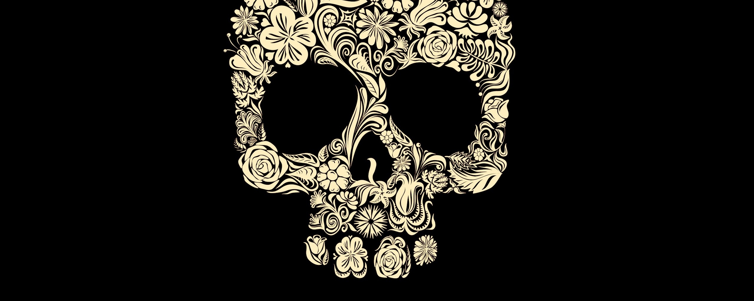 Череп из векторных цветов обои