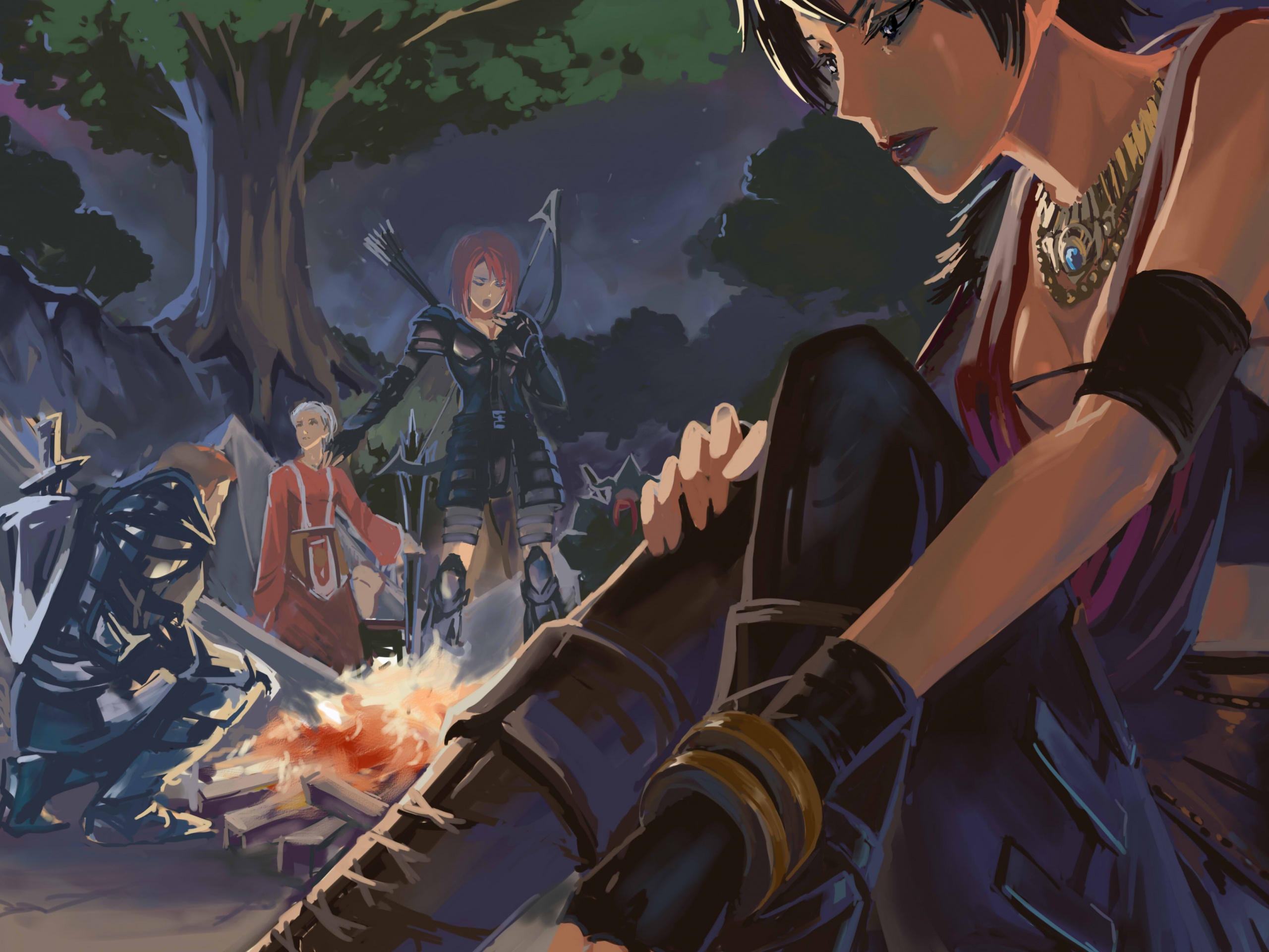 Рисунок Морриган в лагере обои