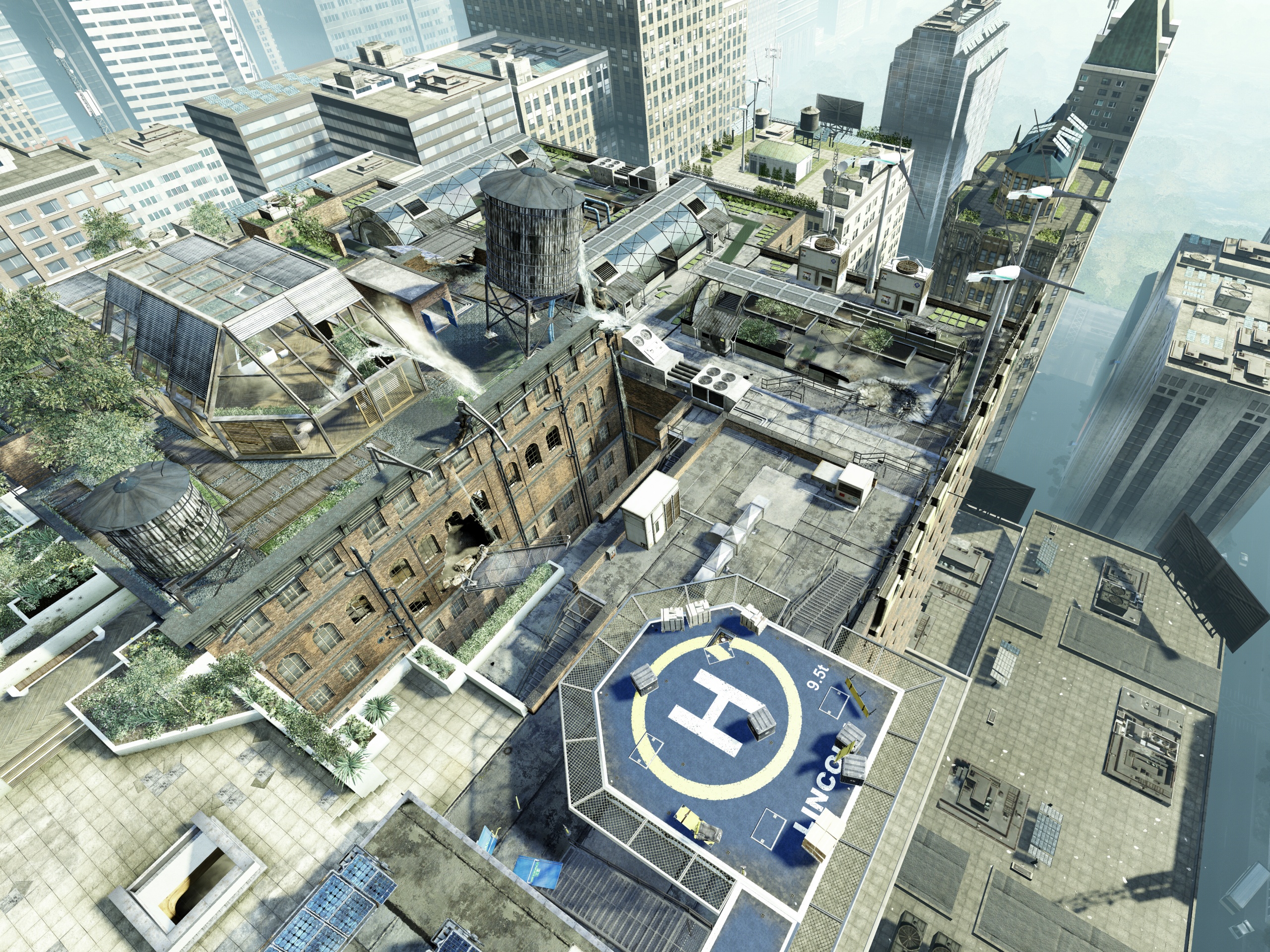 Вид сверху на карту уровня из Crysis 2 обои