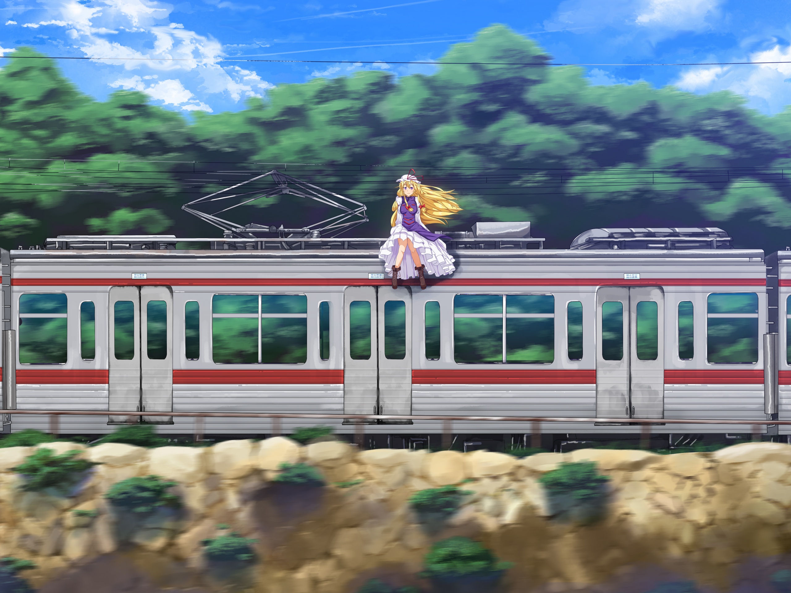 Девушка на крыше поезда обои