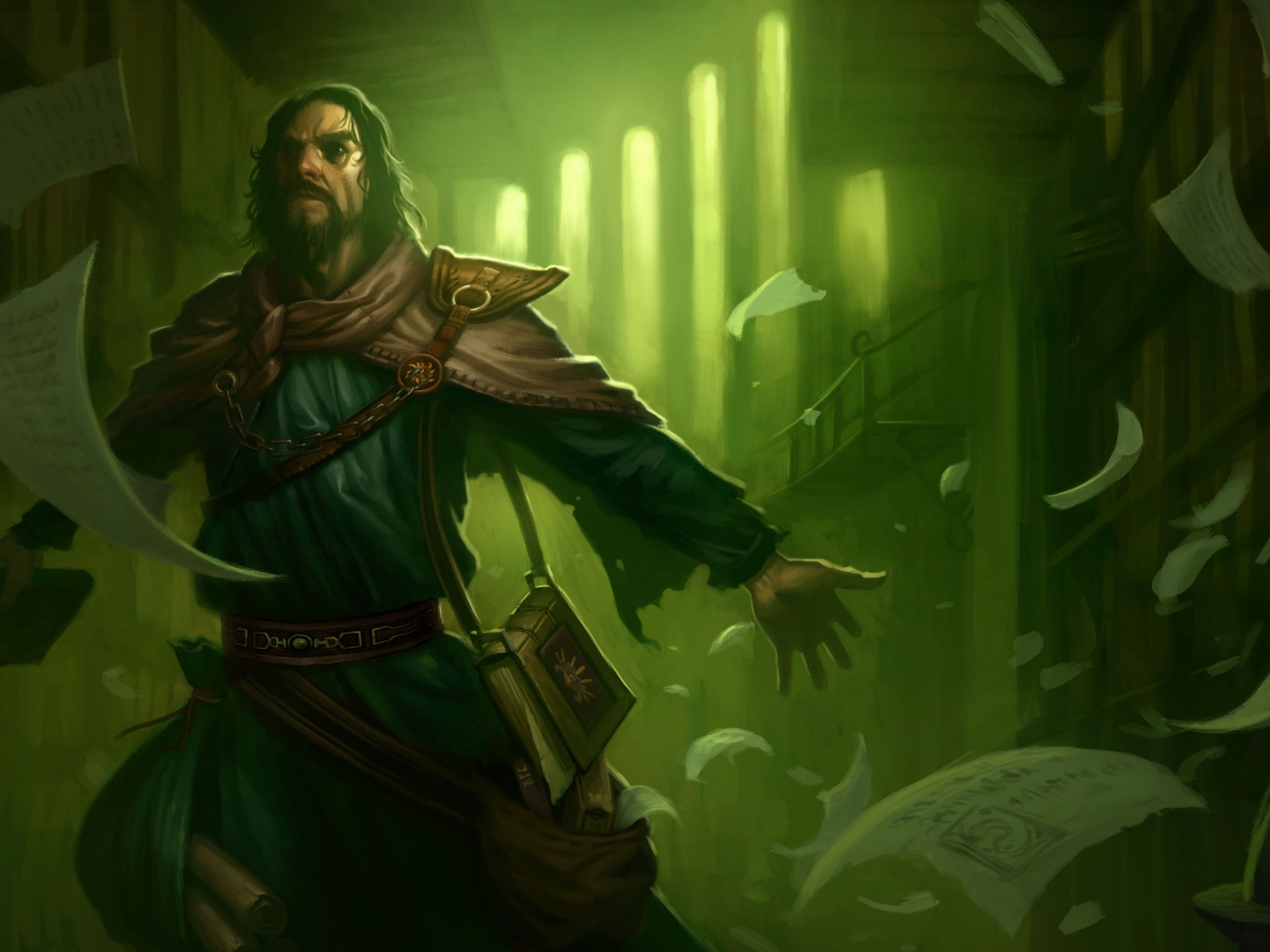 Маг в библиотеке обои