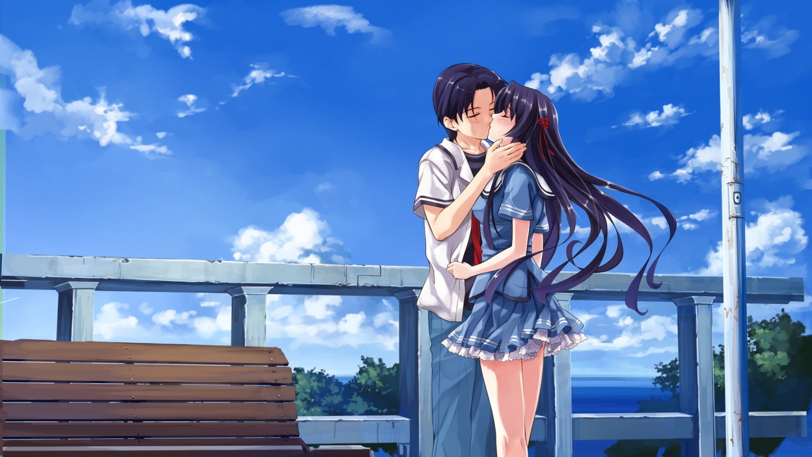 Поцелуй на набережной обои