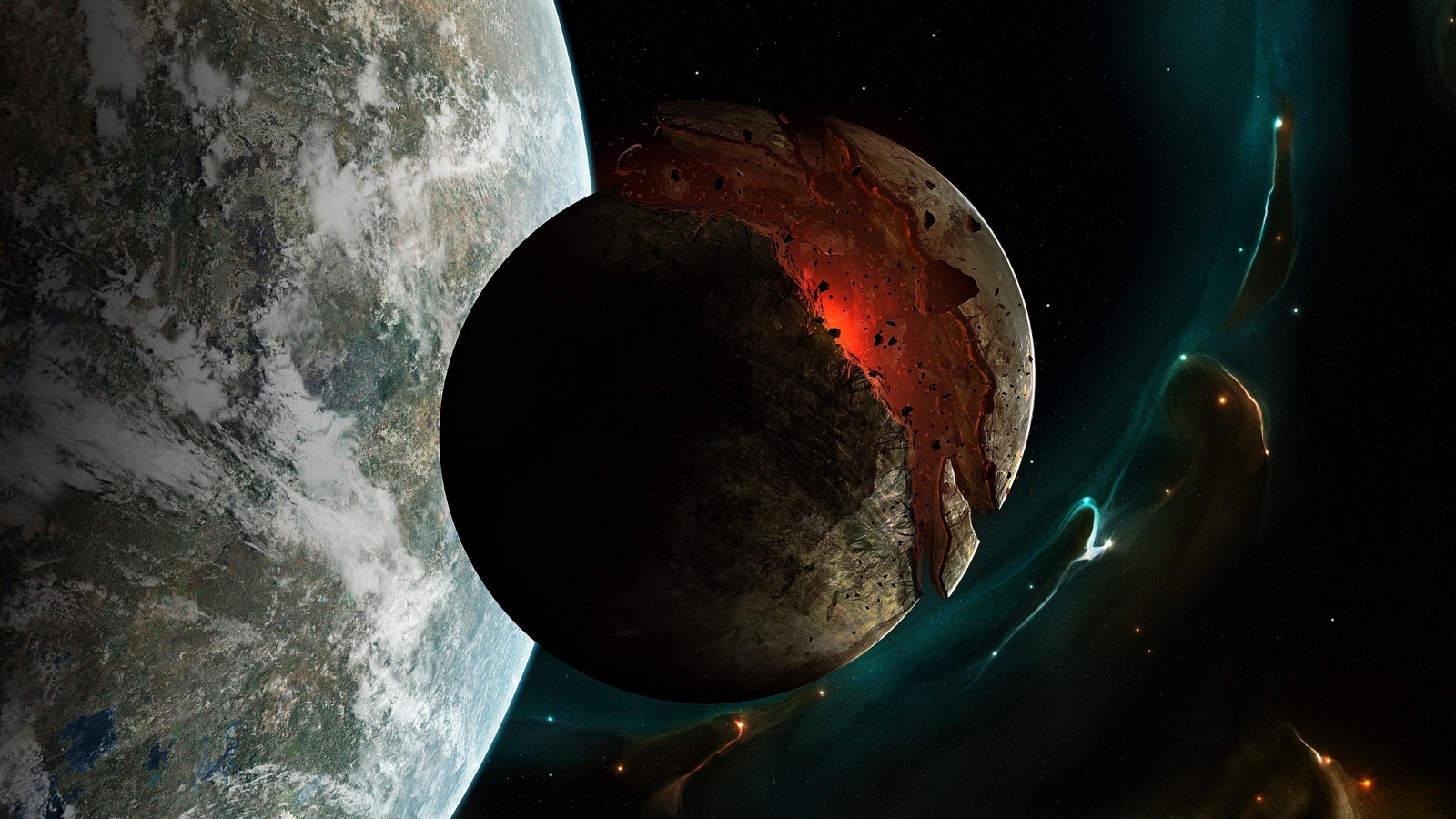 Спутник раскалывается пополам обои