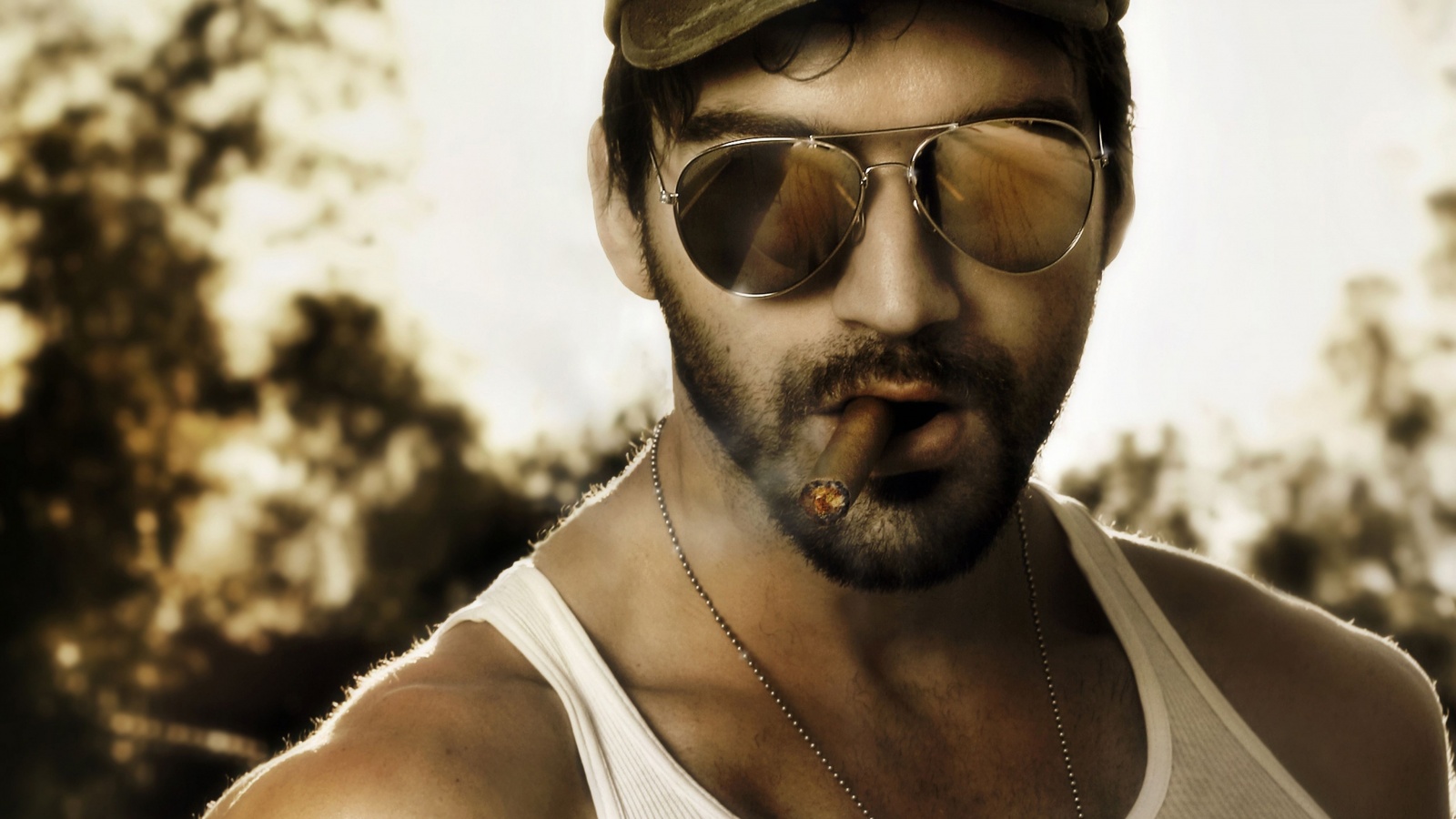 Суровый парень с сигарой обои