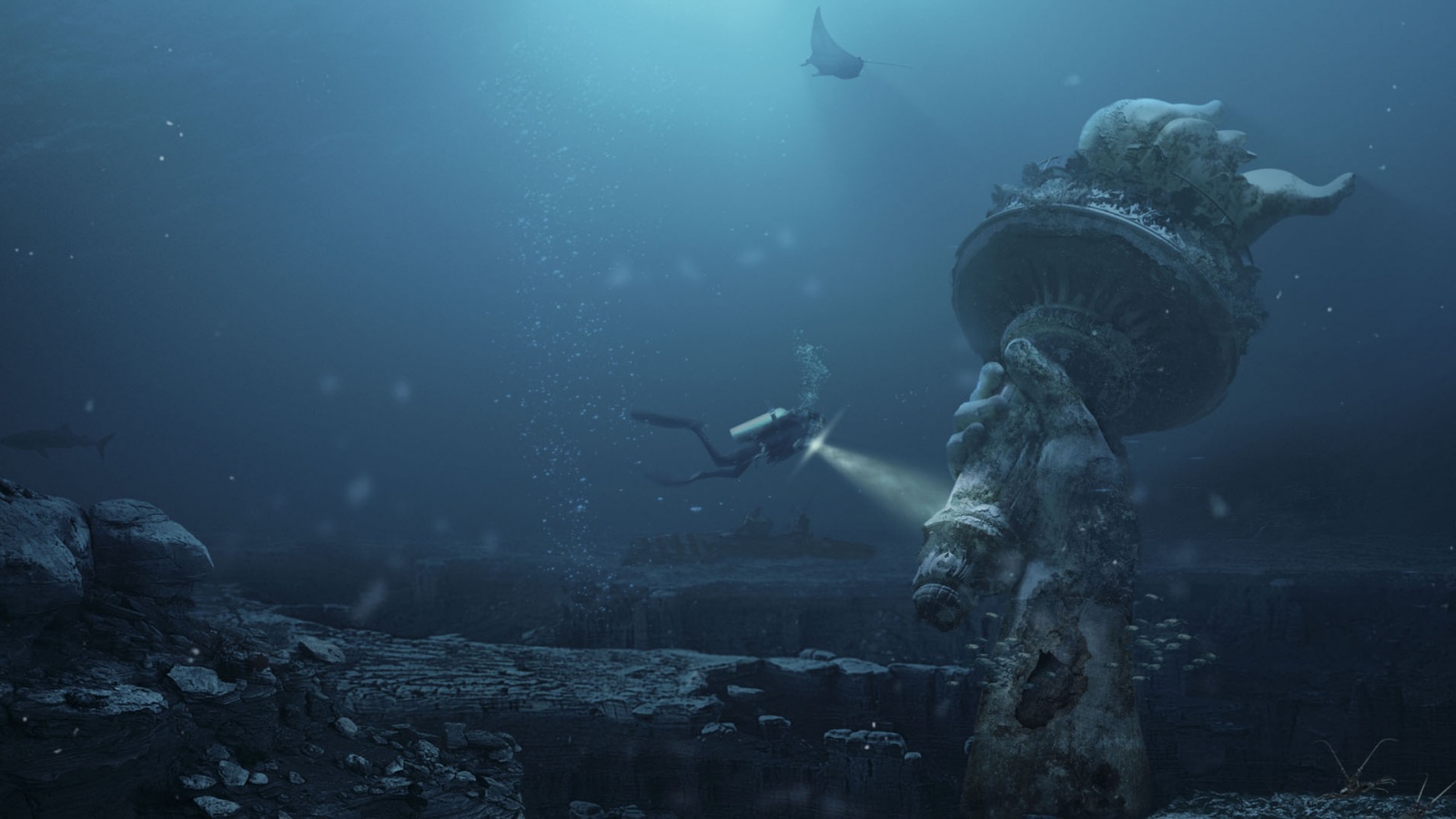 Затопленный Нью-Йорк обои