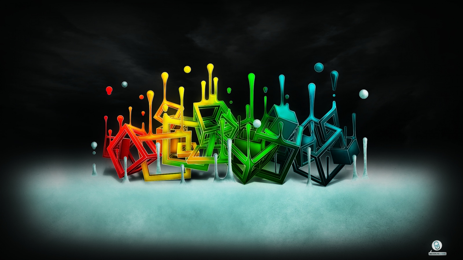 Цветные переплетающиеся кубы обои