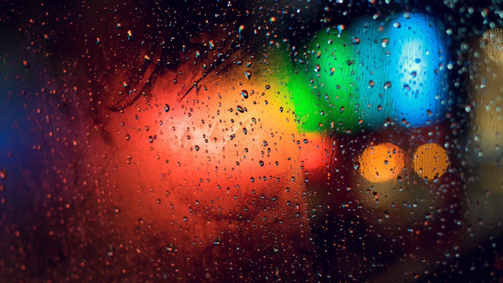 Огни за мокрым стеклом обои