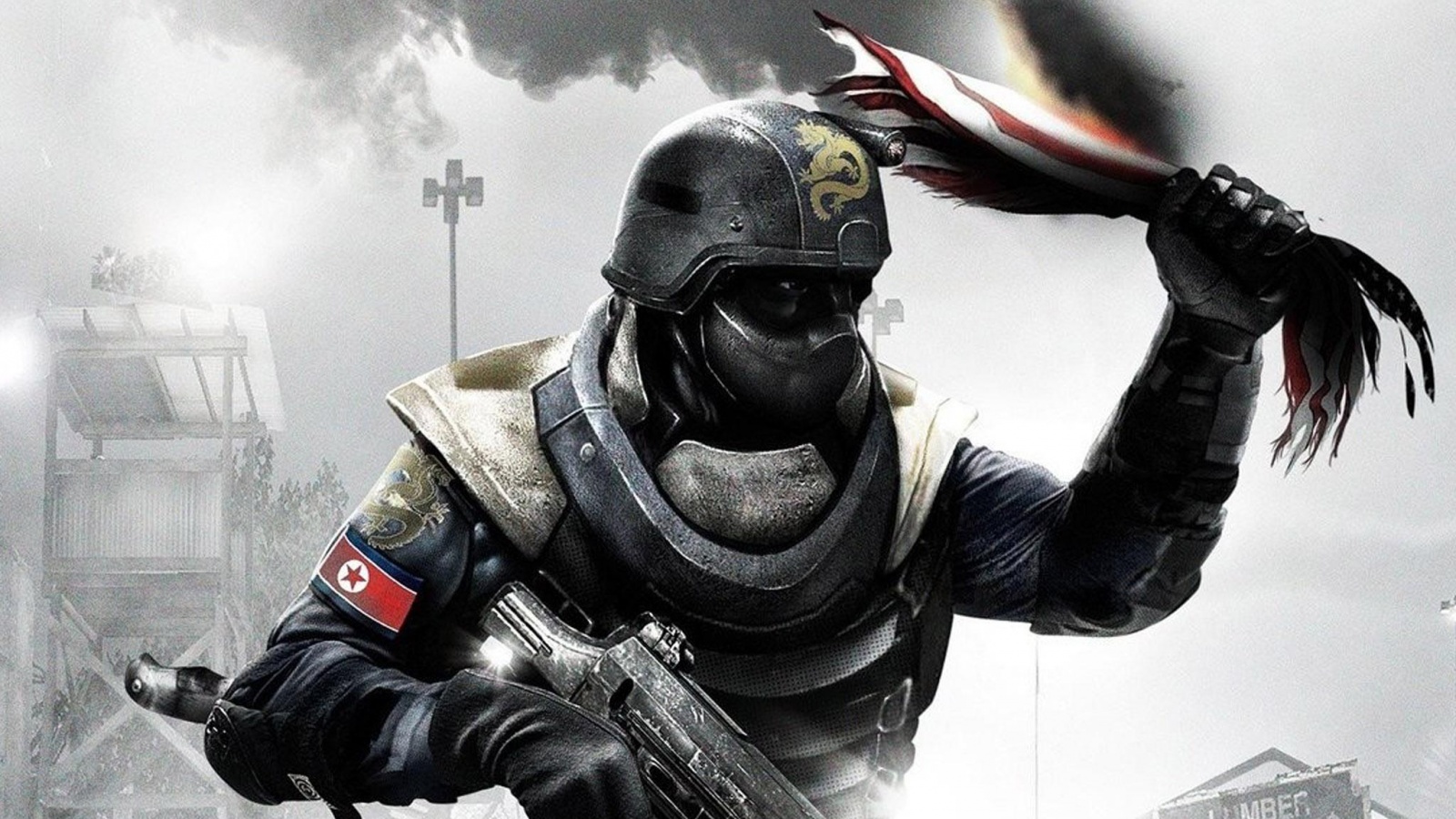 Китайский солдат жжет американский флаг обои