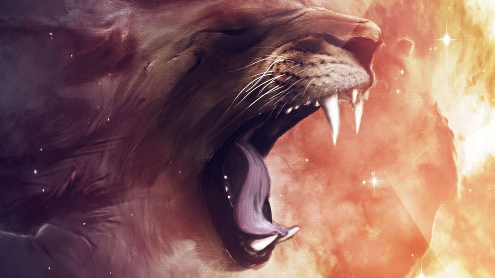 Рычащий лев обои