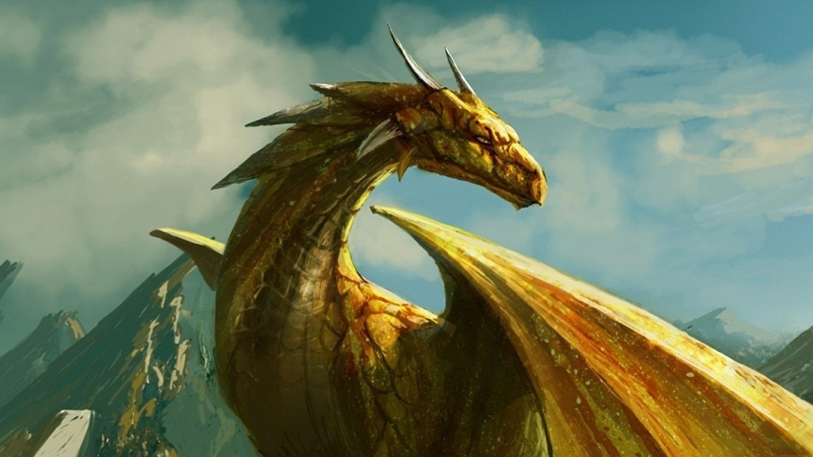 Дракон на вершине скалы обои