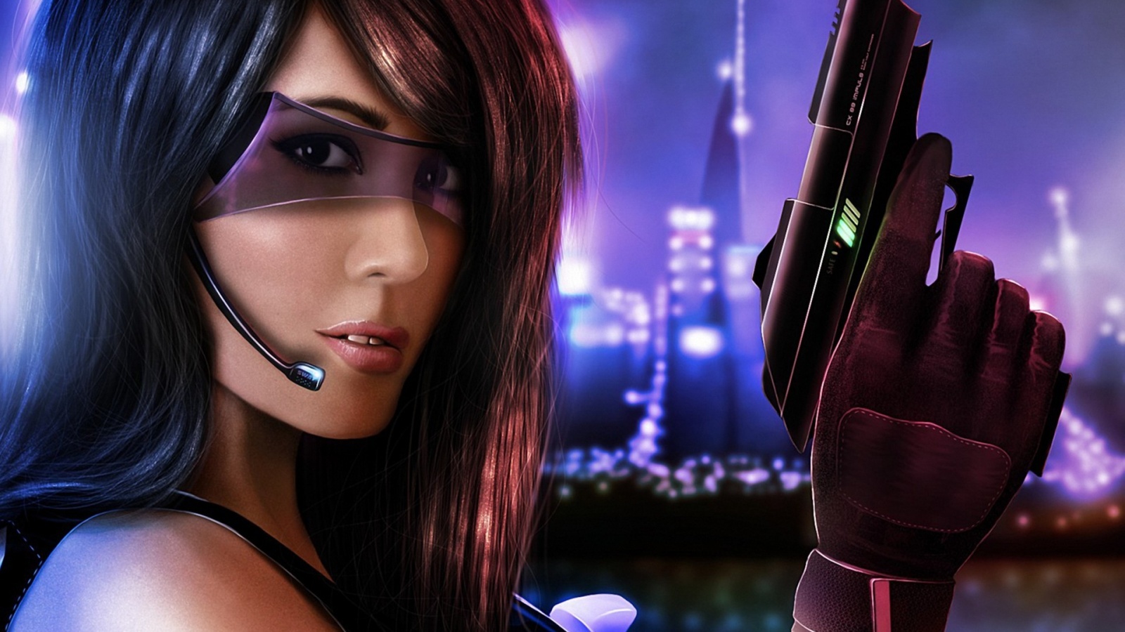 Девушка из будущего с пистолетом обои
