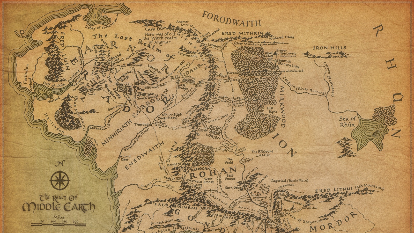 Карта Средиземья обои